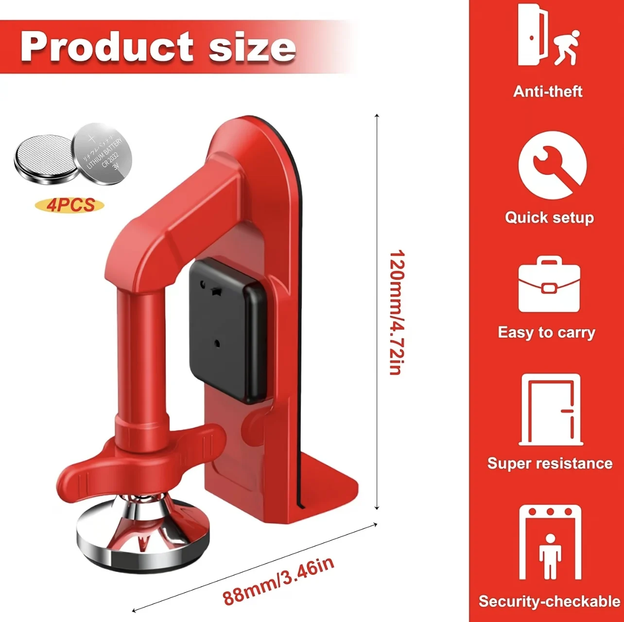 Door Stop Alarm - 1 pz Fermaporta Portatile con Allarme